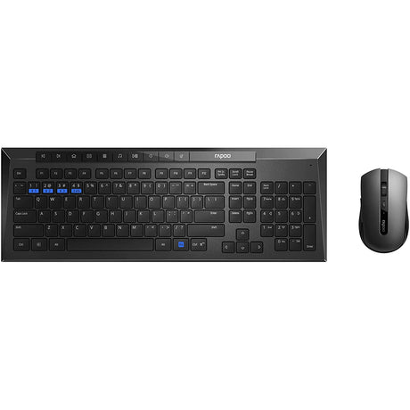 Rapoo 8200M Multi-mode Wireless Keyboard & Mouse, Black