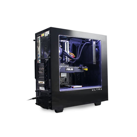 Custom Gaming PC with Yoyotech Warbird PC Case, Intel Core i5-8600K, 1TB + 256GB, 16GB RAM, Nvidia GTX 1080 - Black - Refurbished Good