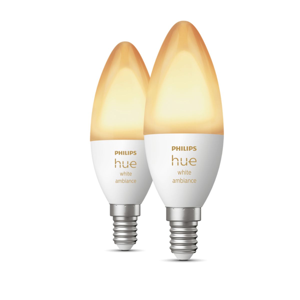 Philips Hue White Ambiance Wireless Lighting LED Light Bulb, 6W B39 E14 Small Edison Screw Bulb, Pack of 2