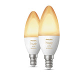 Philips Hue White Ambiance Wireless Lighting LED Light Bulb, 6W B39 E14 Small Edison Screw Bulb, Pack of 2
