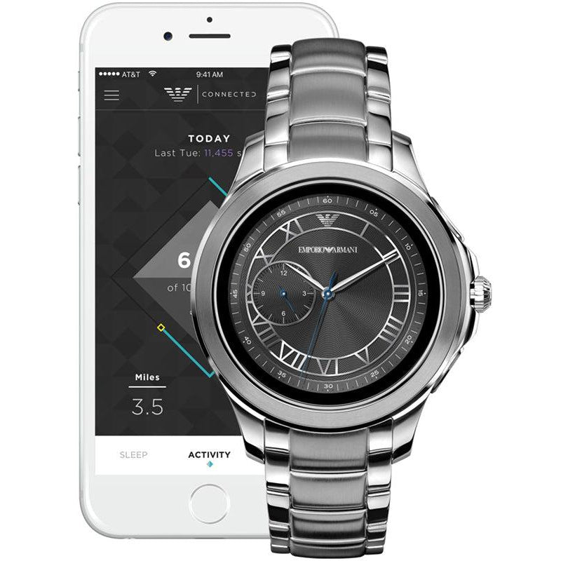 Emporio Armani Mens Smartwatch with Stainless Steel Strap ART5010