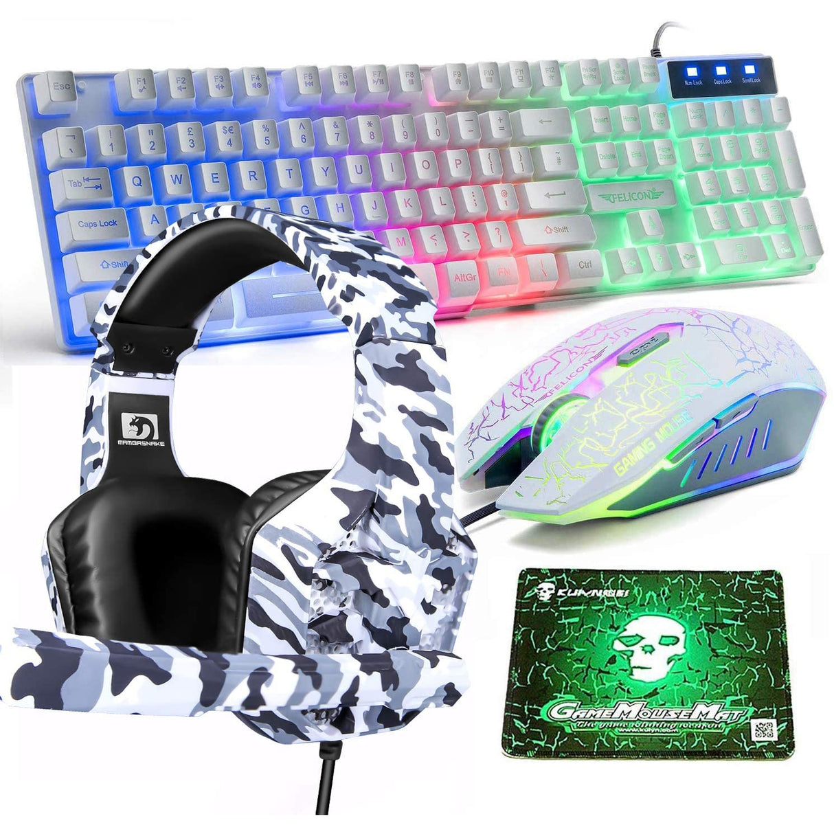 Felicon 4-in-1 Gaming Keyboard, Mouse, Mouse Pad and Headset Set