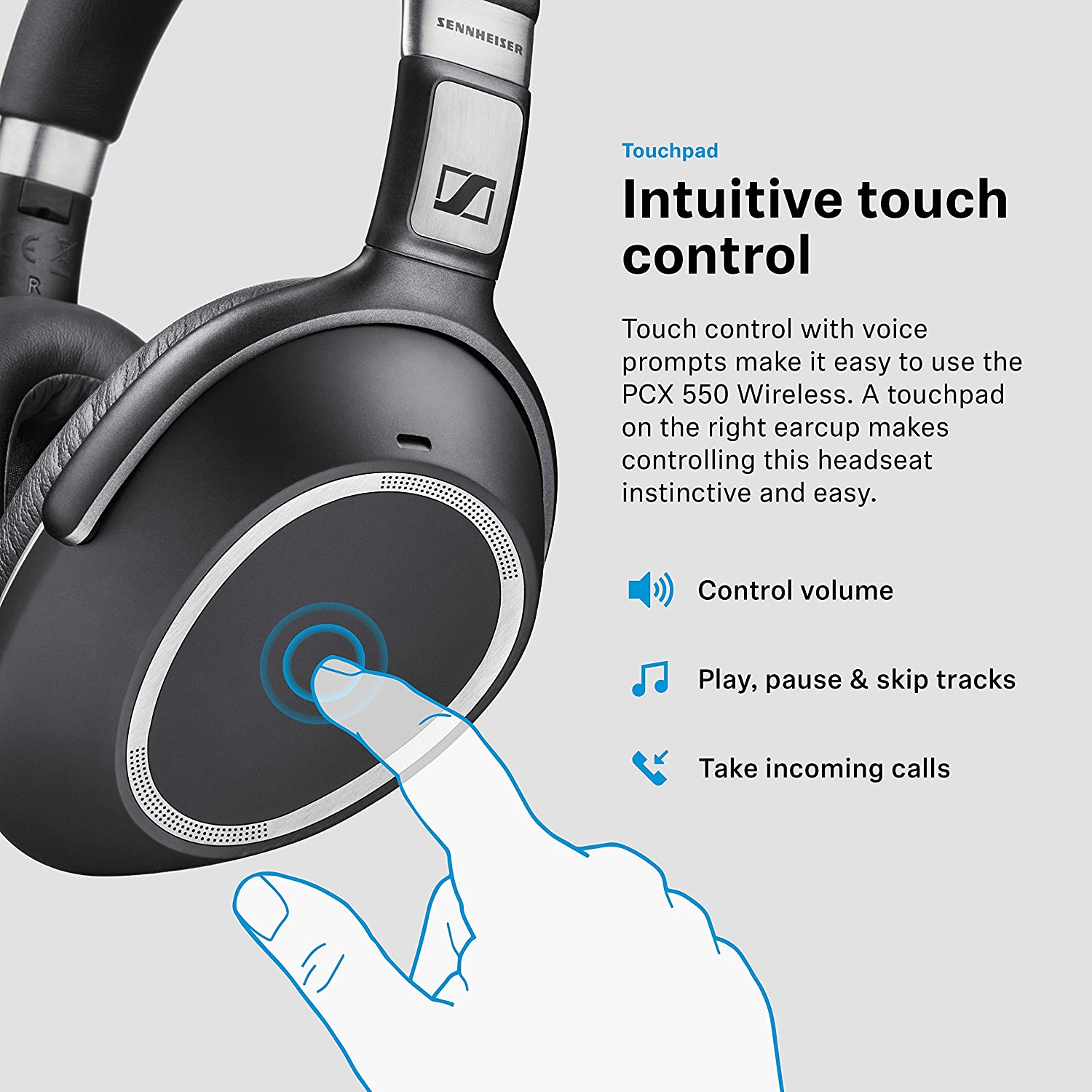 Sennheiser PXC 550 Wireless Headphones, Adaptive Noise Cancelling - Grade B