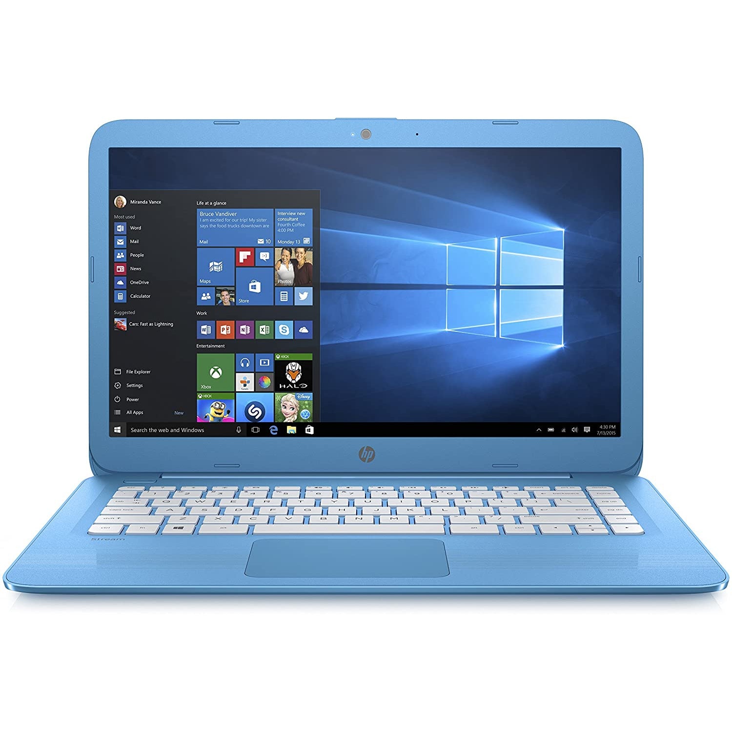 HP 14-CB007NA 14" Laptop, Intel Celeron, 4GB, 32GB, 3RN80EA#ABU, Blue