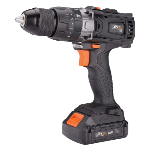 Tacklife PCD04B 20V MAX 2.0Ah Lithium-Ion 1/2" Cordless Drill with Hammer Function, 2-Speed Max Torque 310 In-lbs, 1 Hour Fast Charger