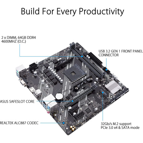 ASUS PRIME A520M-K AMD AM4 Gaming Motherboard 90MB1500-M0EAY0