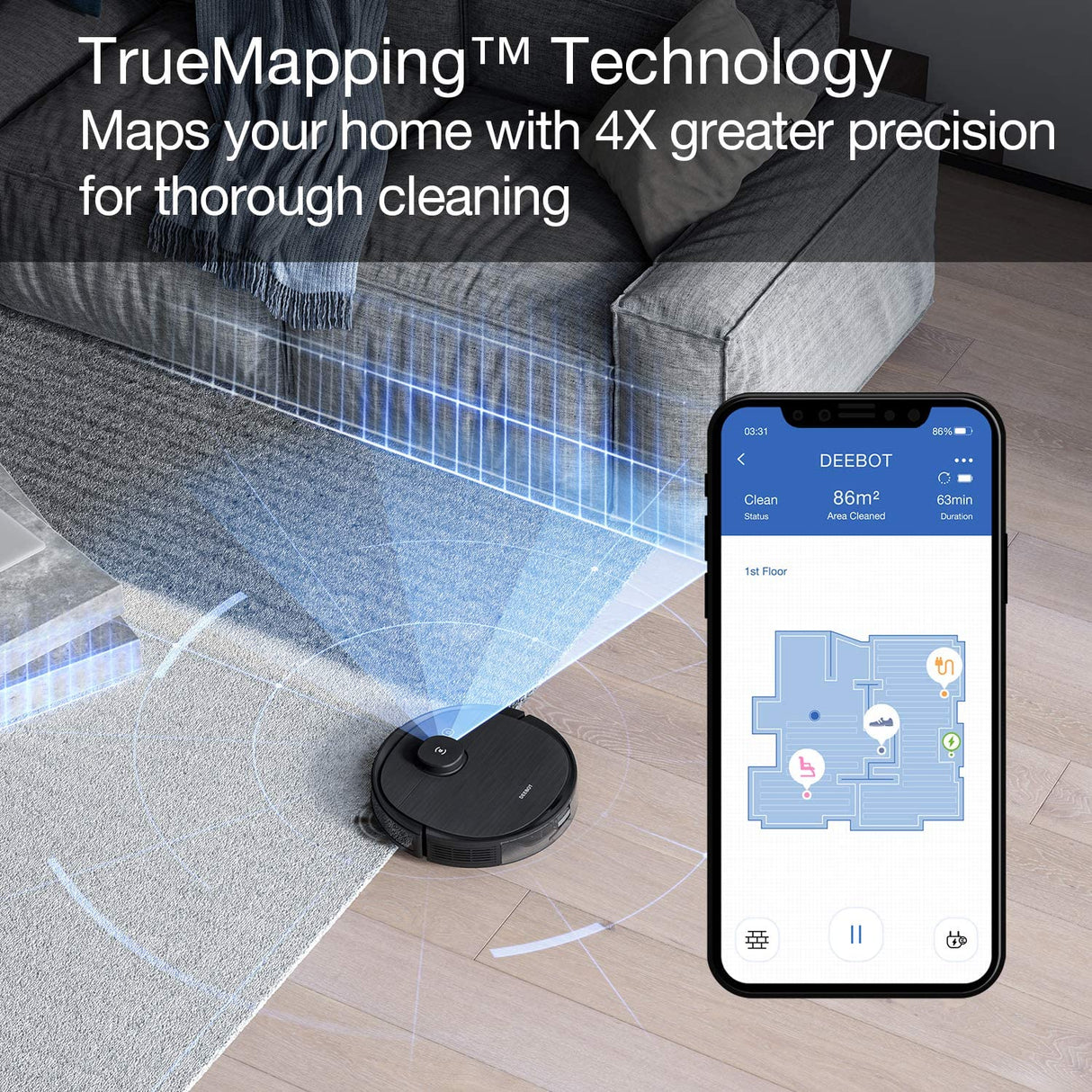 Ecovacs DEEBOT OZMO T8 AIVI Robot Vacuum Cleaner