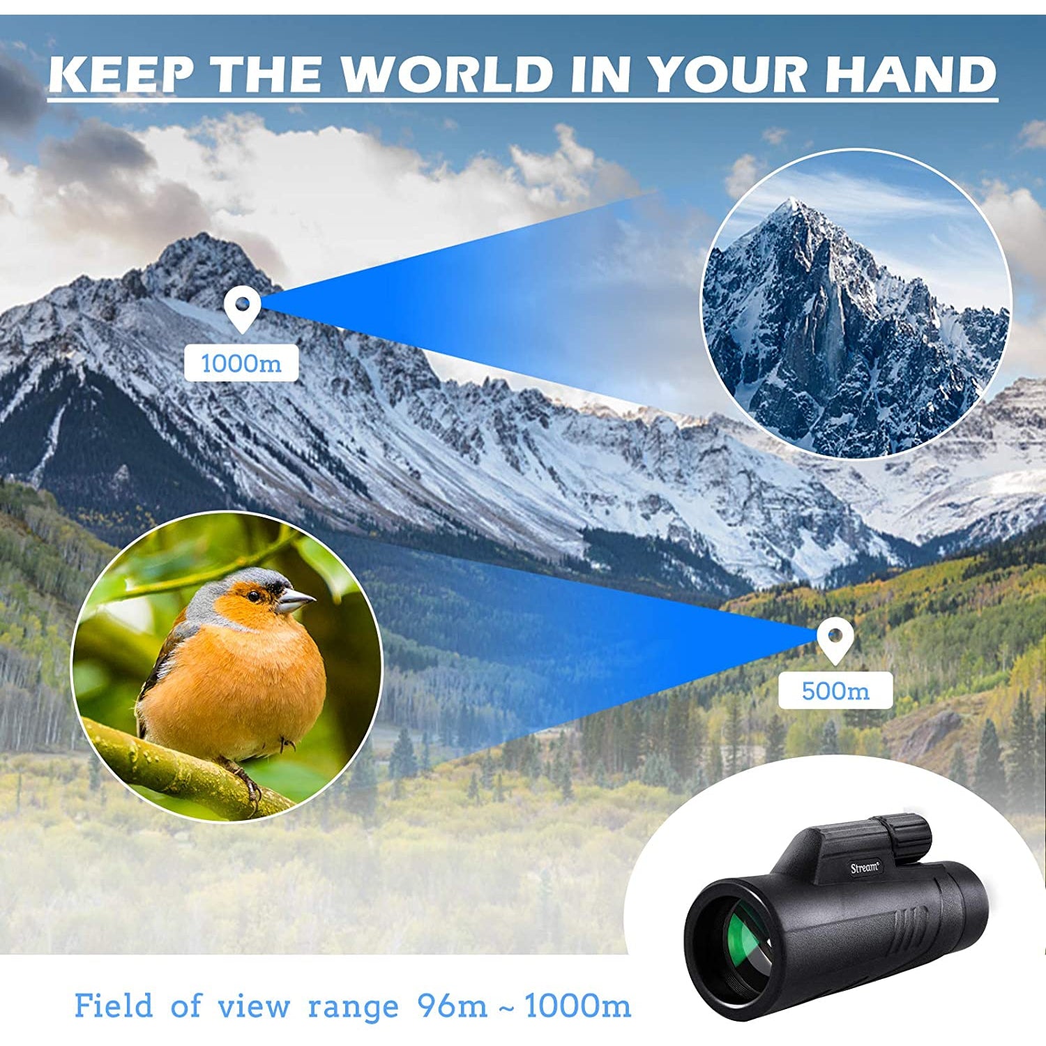 Stream 10X42 FMC Lens Compact Monocular Telescope for Adults