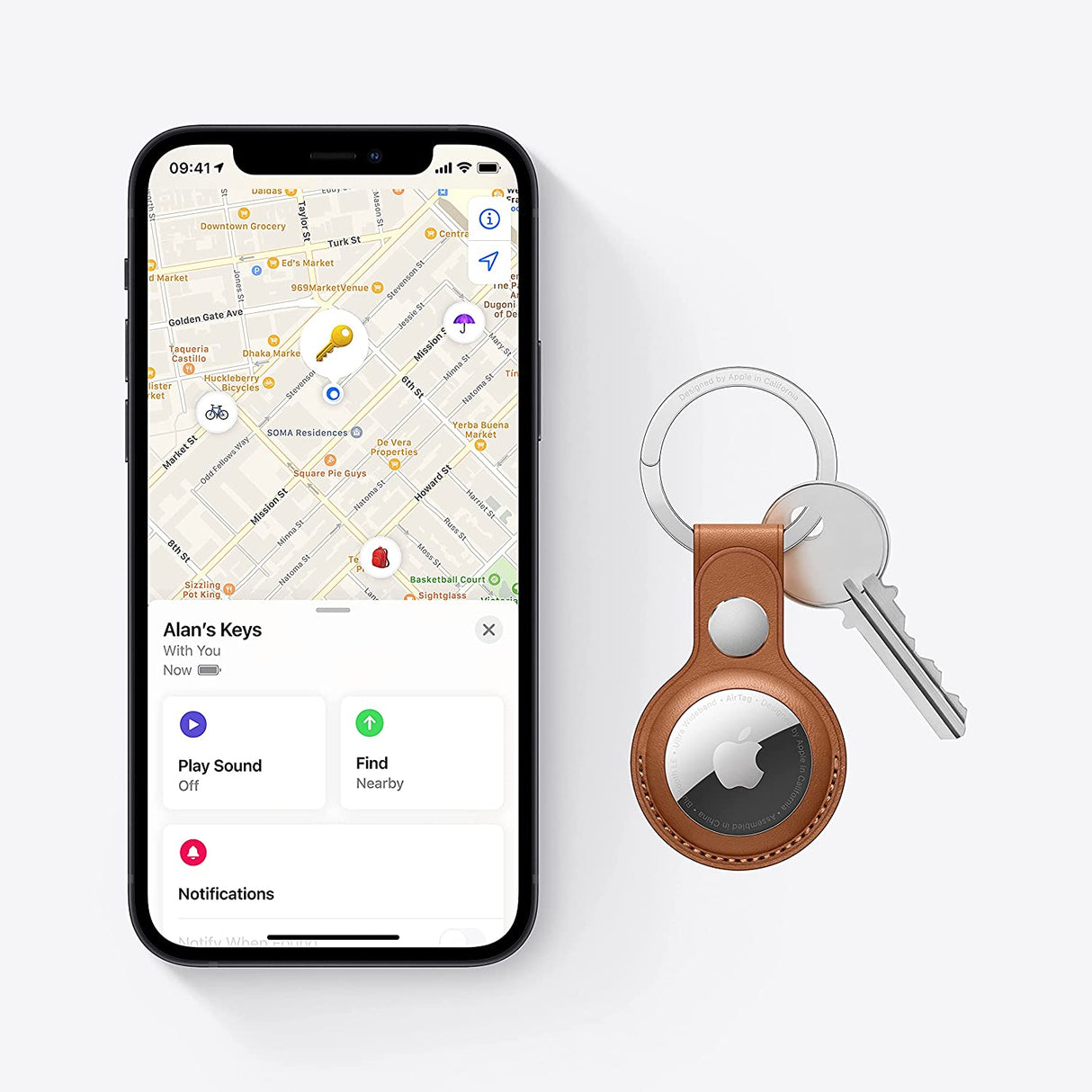Apple AirTag, Bluetooth Item Finder and Key Finder, Single - White