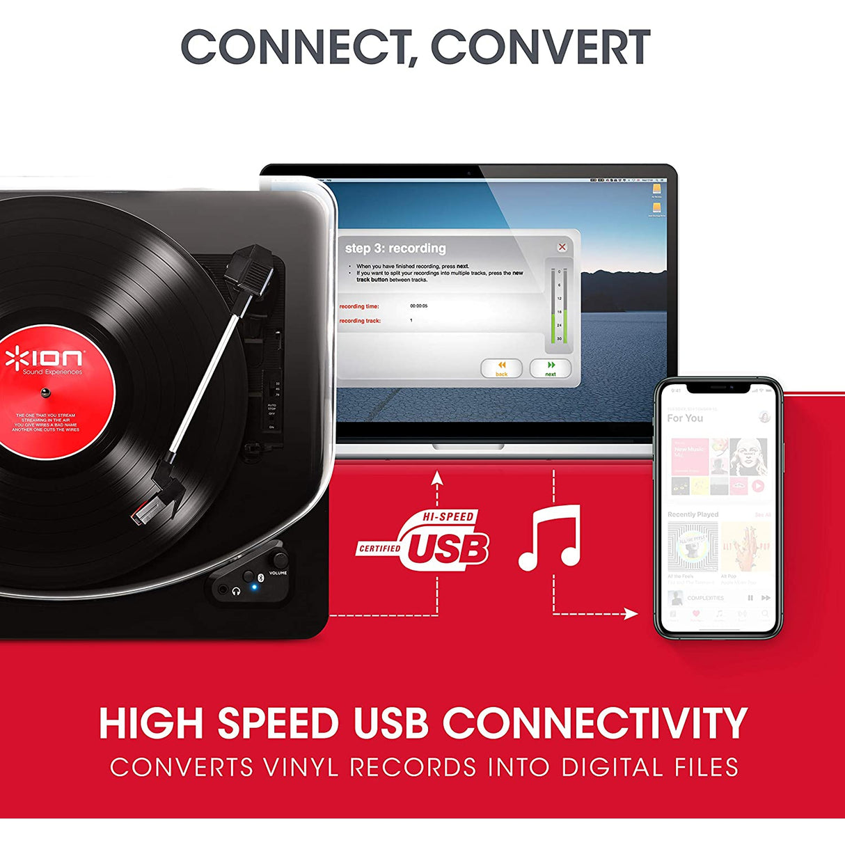 ION Air LP Wireless Streaming Turntable - Black