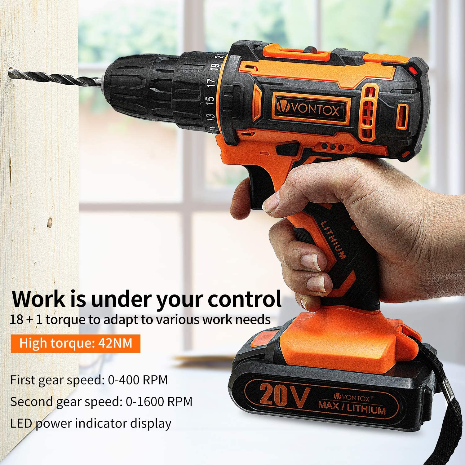 VONTOX Cordless Drill / 20V MAX Power Drill Stock Must Go