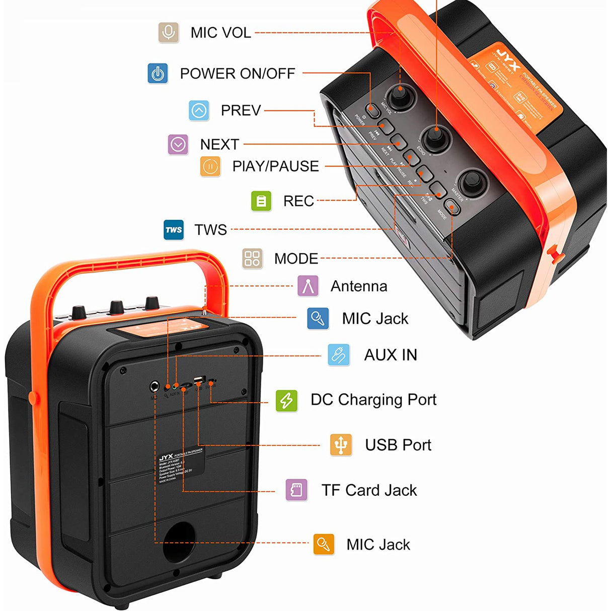JYX-61BT Karaoke Machine with Wireless Microphone
