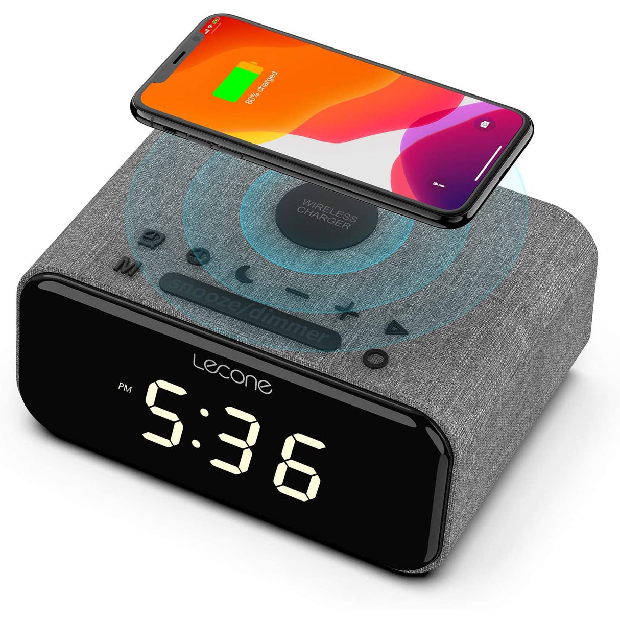 Lecone H620 Multifunctional Speaker with Wireless Charger & Clock