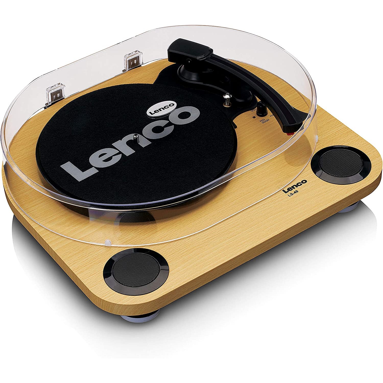 Lenco LS-40WD Turntable With Built-in Speakers, Wood