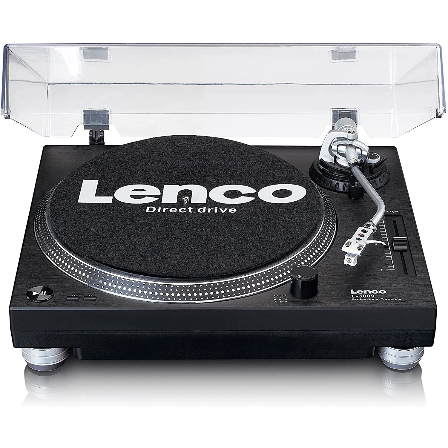 Lenco L-3809 Professional Direct Drive Turntable, Black