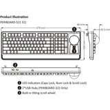 Perixx PERIBOARD-322 Large Trackball Mechanical Keyboard RGB Backlit, US English Layout