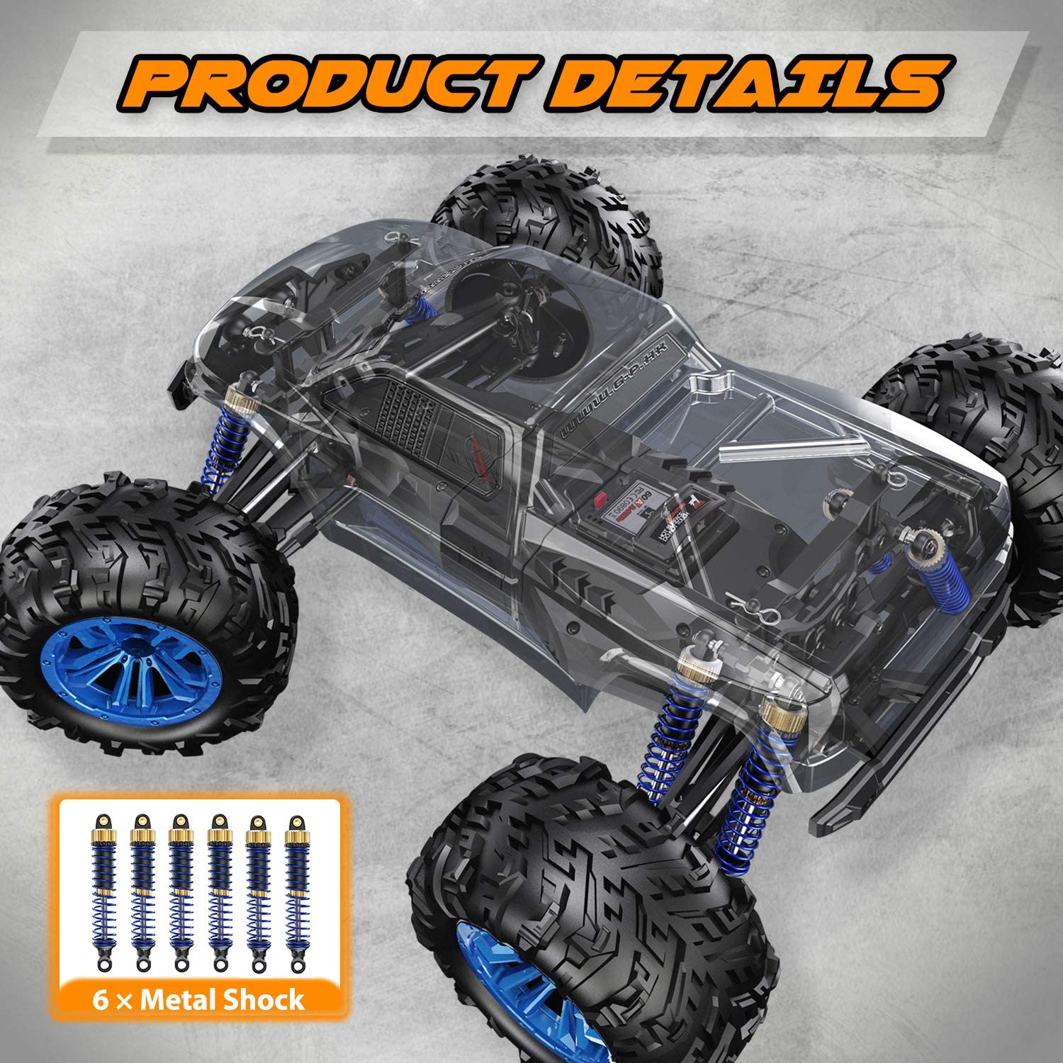 Soyee RC Cars 1:10 Scale RTR 46km/h High Speed Remote Control Car All Terrain Hobby Grade 4WD Off-Road Waterproof Monster Truck