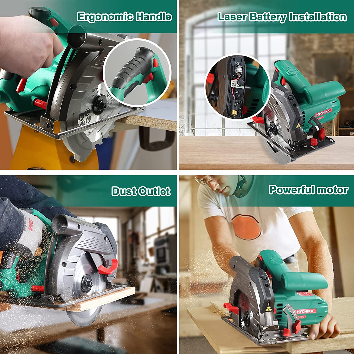 Hychika CS-190C Electric Saw with Speed 4700RPM, Laser Guide, Pure Copper Motor
