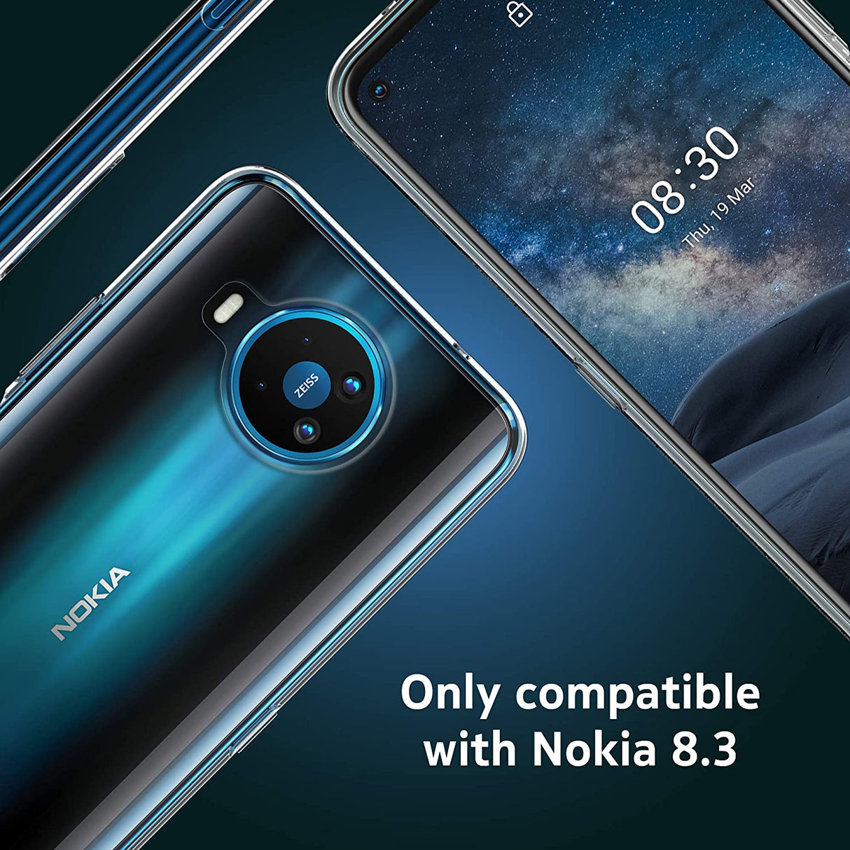 Nokia CC-183 Clear Phone Case Designed for Nokia 8.3 5G, Protective Phone Cover, Shockproof, Rounded Raised Edges