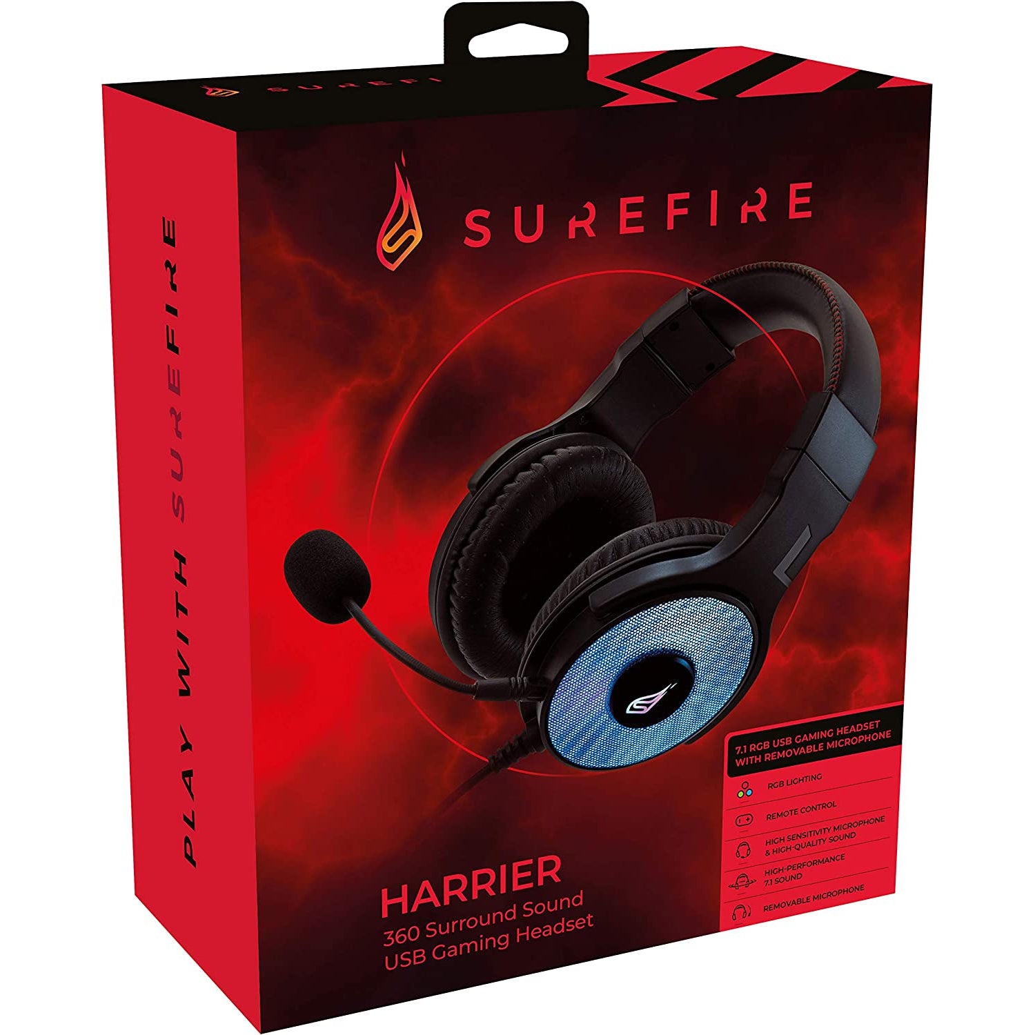 Surefire Harrier 360 Surround Sound USB Gaming Headset - Black / RGB