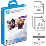 HP Social Media Snapshots 25 Sticky Photo Sheets - White