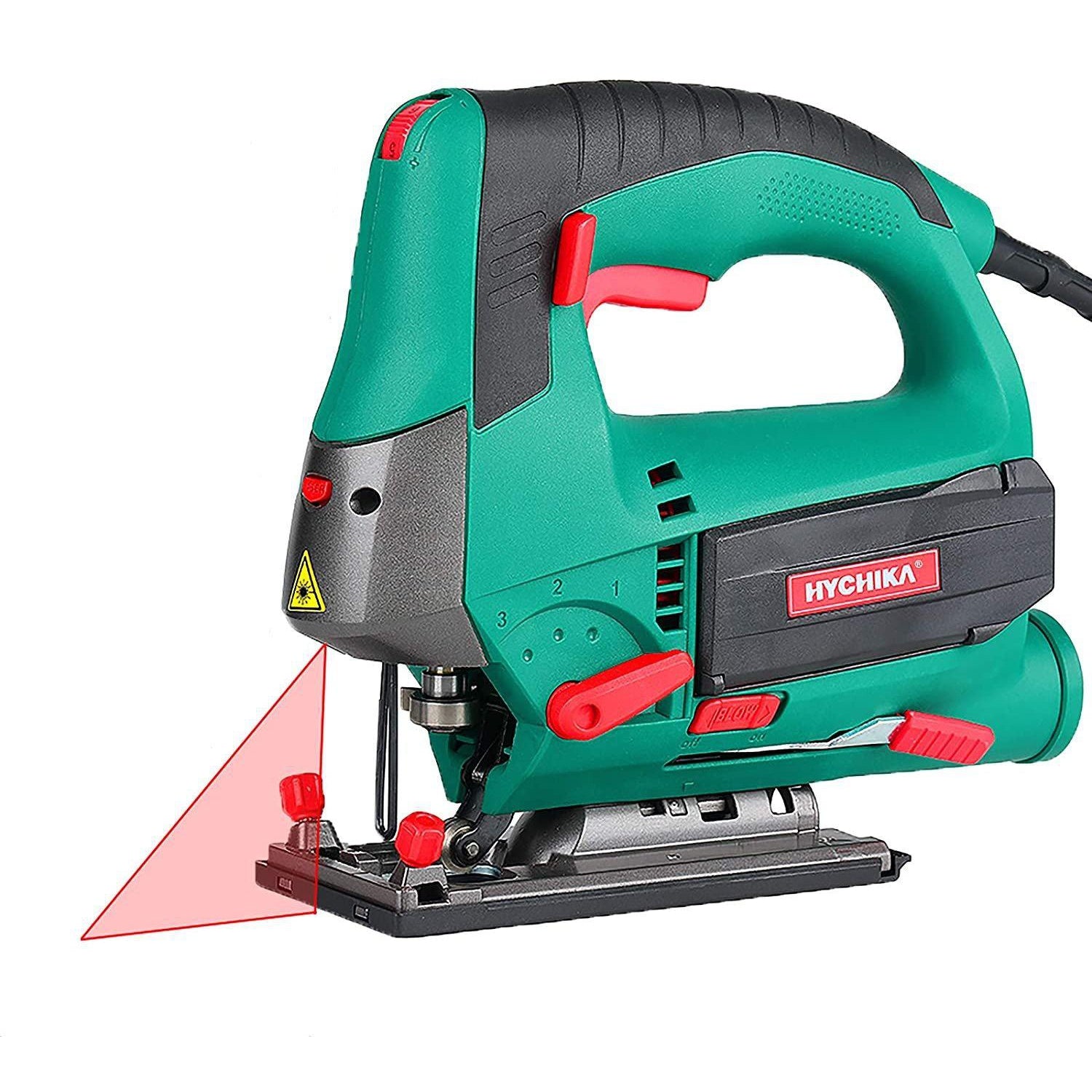 Hychika JS-100C Jigsaw, 800W Max Cutting Depth 110mm for Wood, 6 Variable Speeds