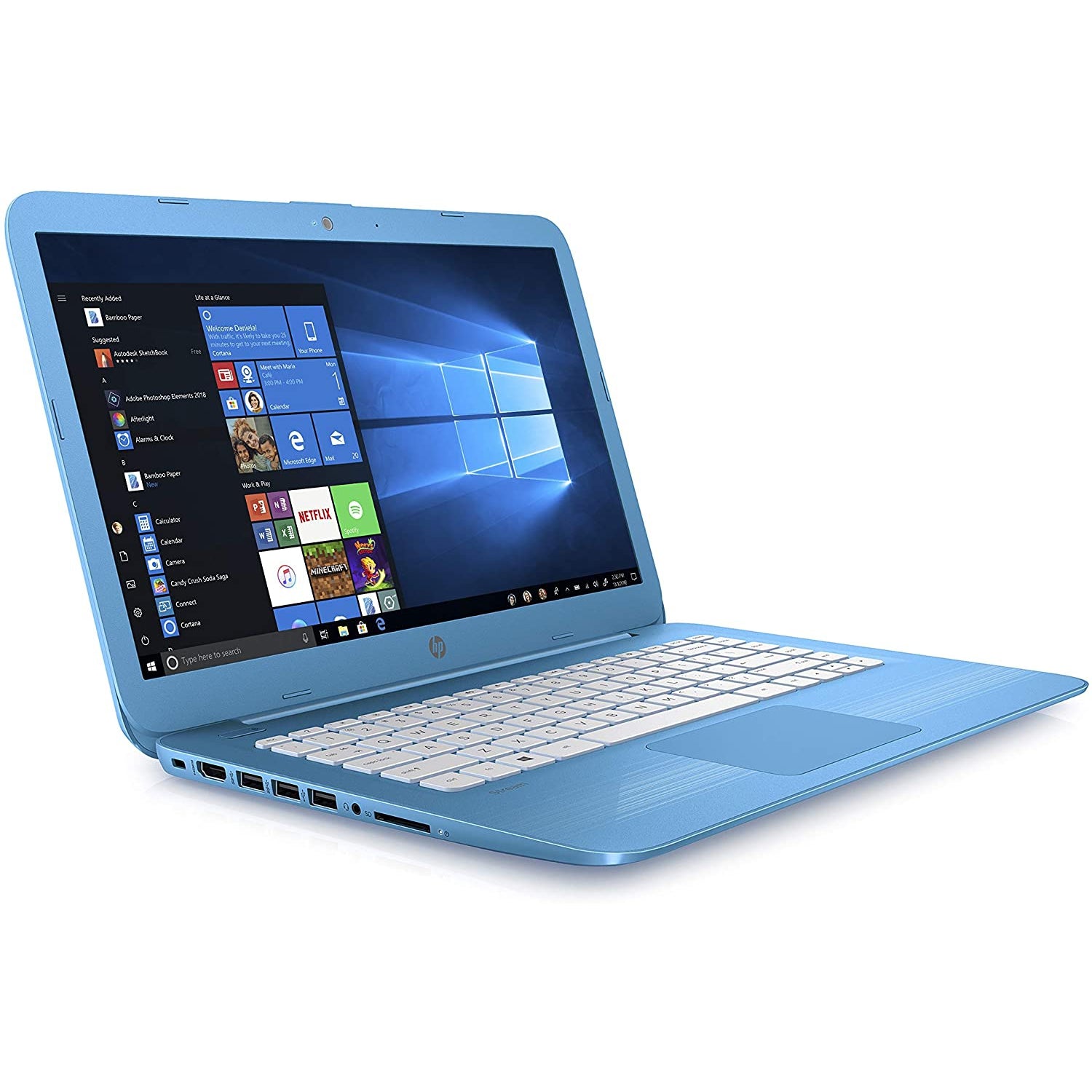 HP 14-CB007NA 14" Laptop, Intel Celeron, 4GB, 32GB, 3RN80EA#ABU, Blue