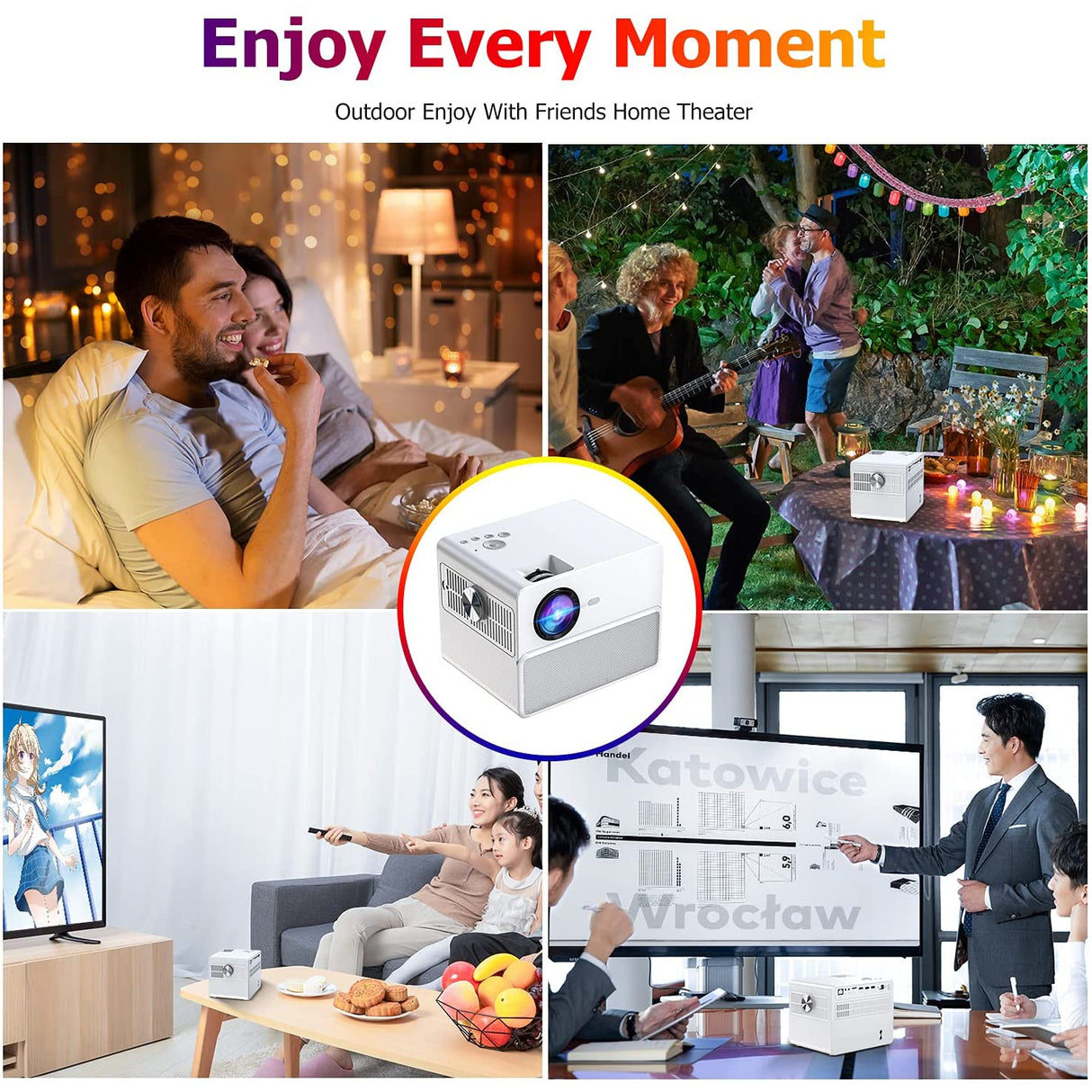 Towond 1080P HD Portable Movie Projector with HiFi Bluetooth Speaker