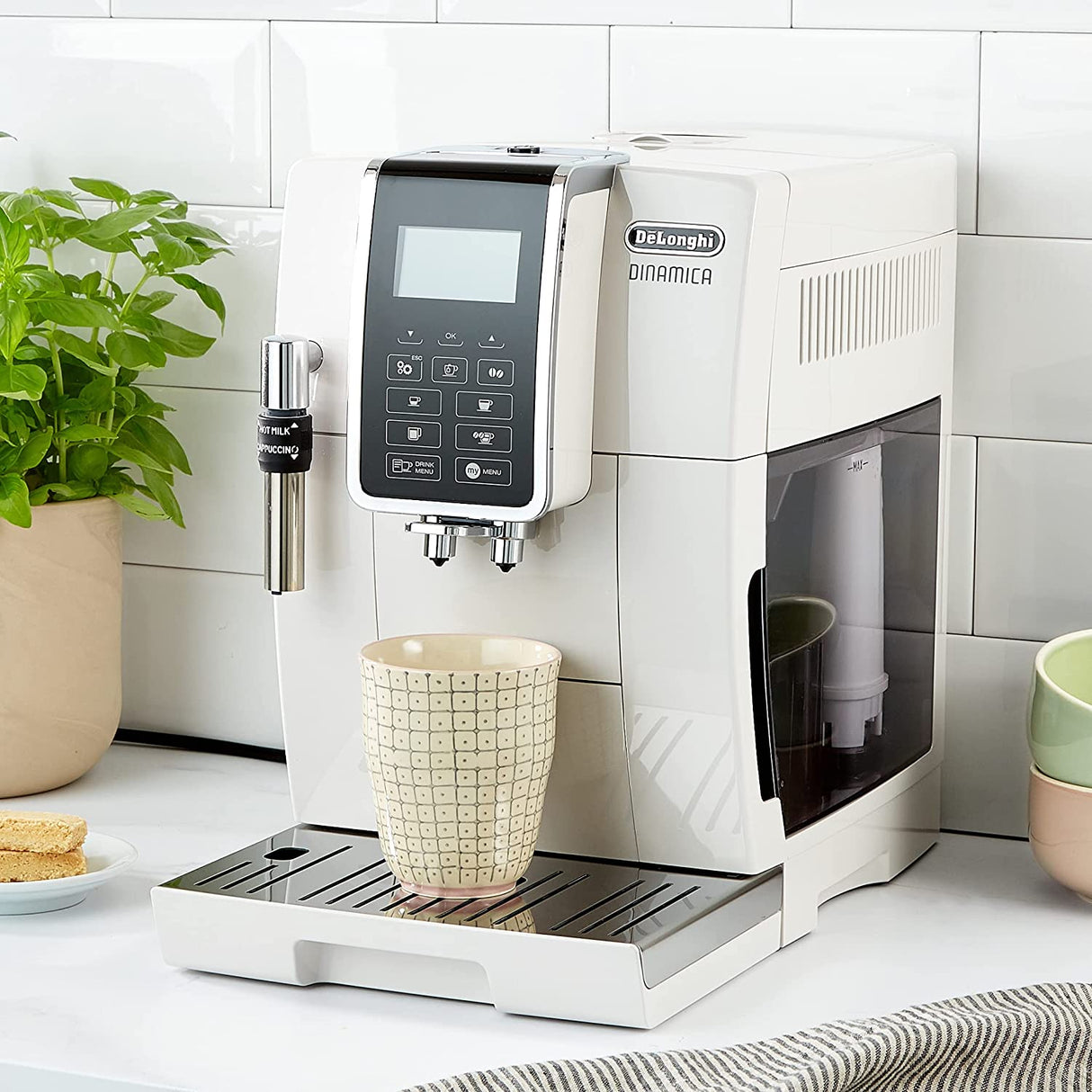 De'Longhi Dinamica Bean-to-Cup Coffee Machine ECAM350.35.W, White