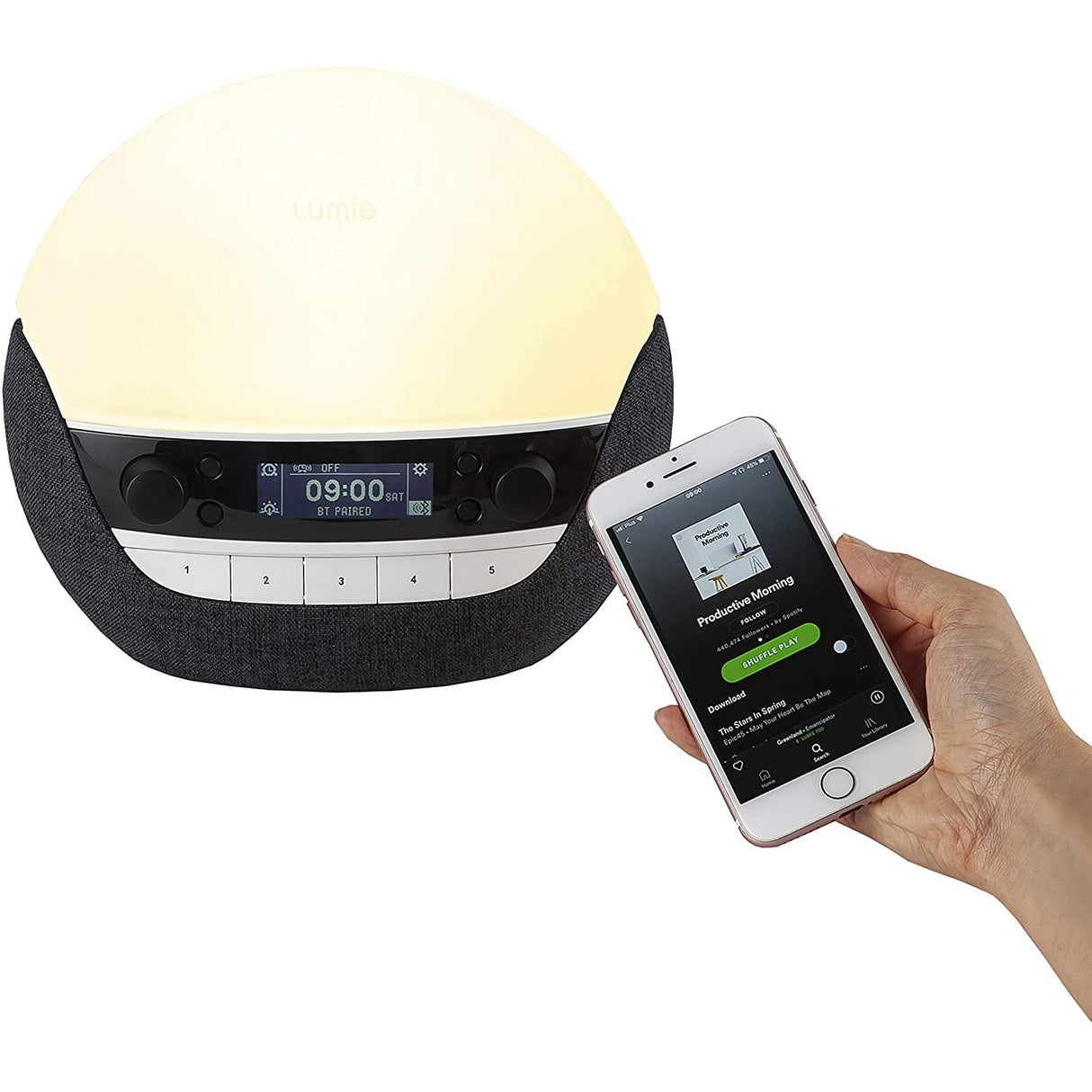 Lumie Bodyclock Luxe 750DAB - Wake-up Light with DAB Radio, Bluetooth Speakers - Black