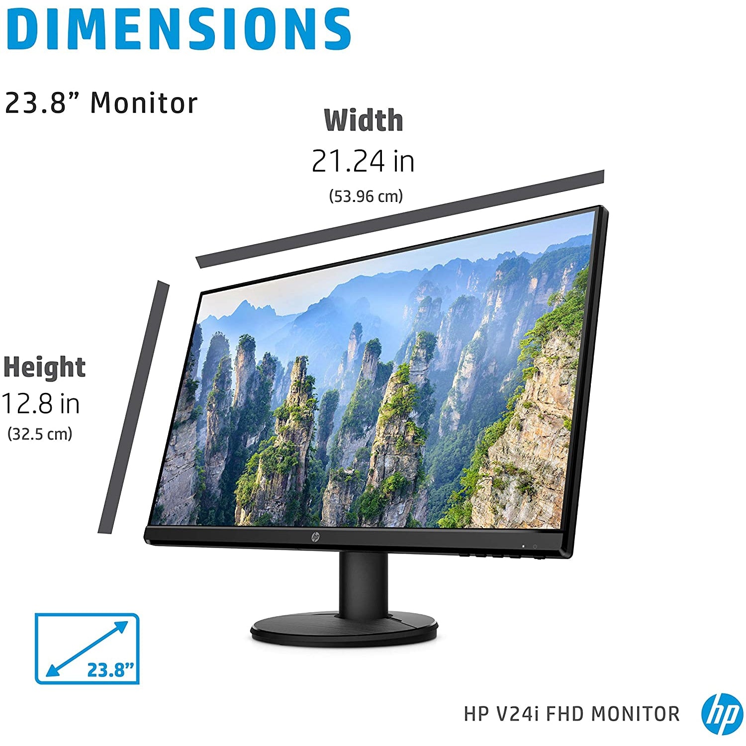 HP v24i Full HD Monitor 1920 x 1080 23.8 Inch Monitor (1 VGA, 1 HDMI) - Black
