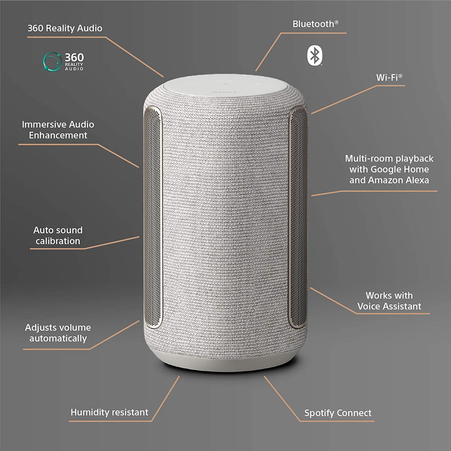 Sony SRS-RA3000 Home Wireless Speaker - Light Grey