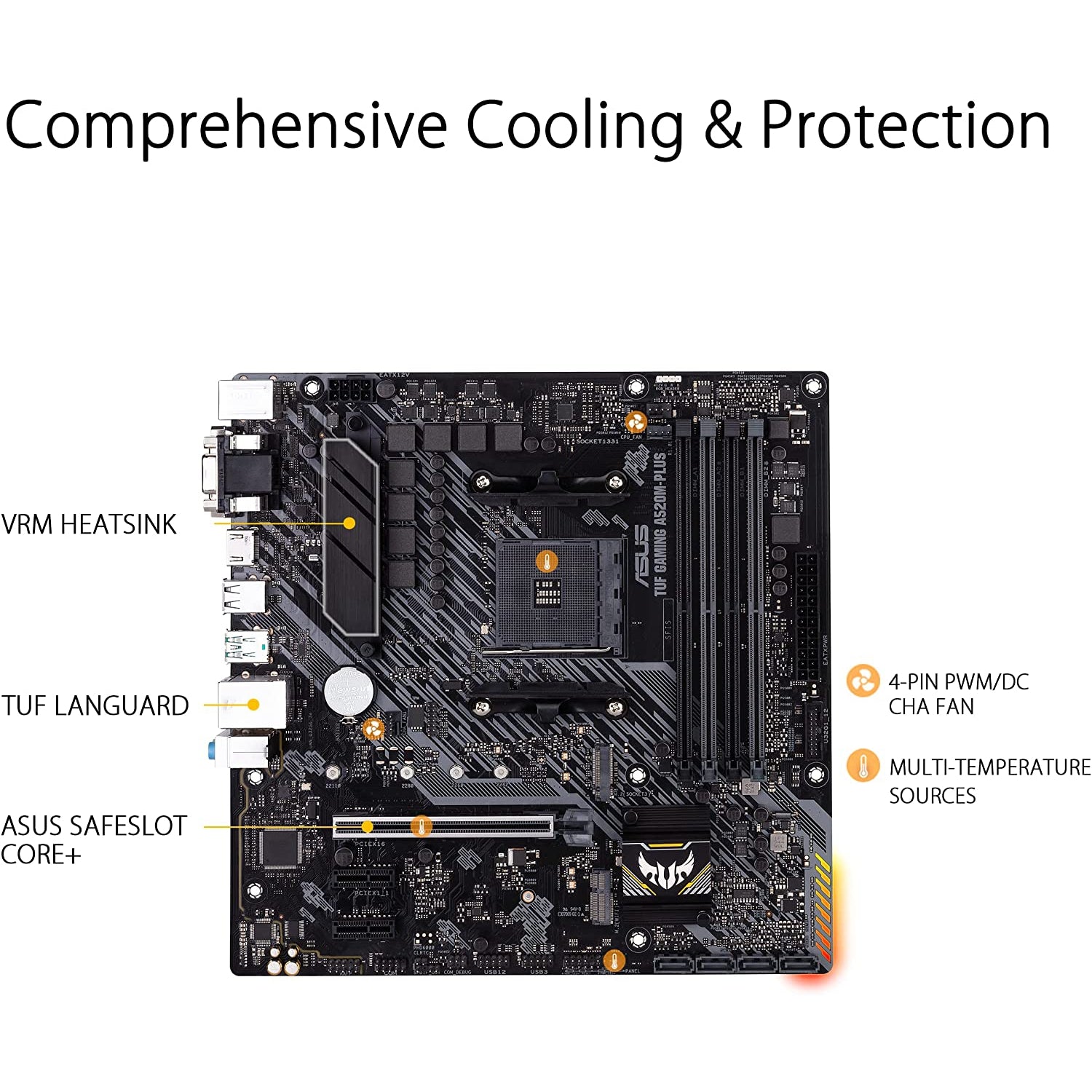 ASUS TUF Gaming A520M-Plus AMD A520 (Ryzen AM4) micro ATX Motherboard