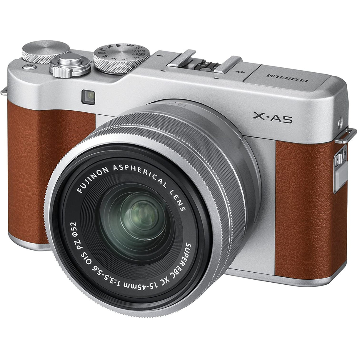 Fujifilm X-A5 Compact System Camera with XC 15-45mm OIS Lens, 24.2MP, Wi-Fi, Brown & Silver