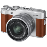 Fujifilm X-A5 Compact System Camera with XC 15-45mm OIS Lens, 24.2MP, Wi-Fi, Brown & Silver
