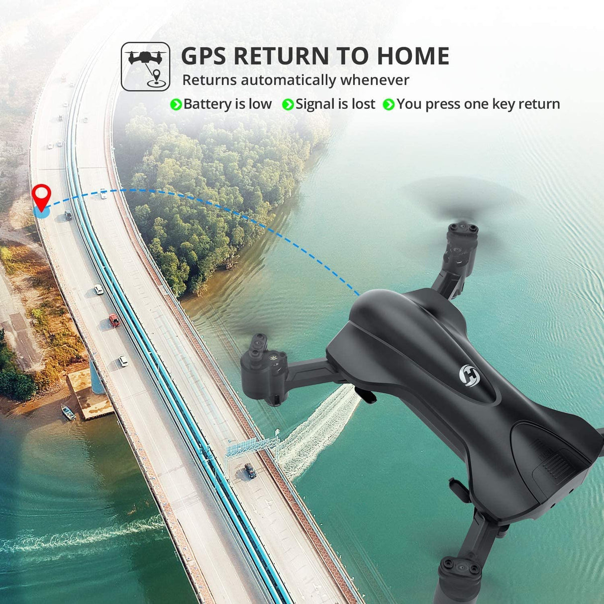 Holy Stone HS165 GPS Drone with 2K HD Camera for Adults, Foldable Drone for Beginners
