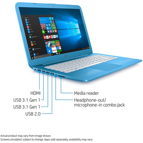 HP14-AX050SA (Y3W23EA#ABU) - 14" Laptop Intel Celeron N3060 , 4GB RAM, 32GB, Aqua Blue