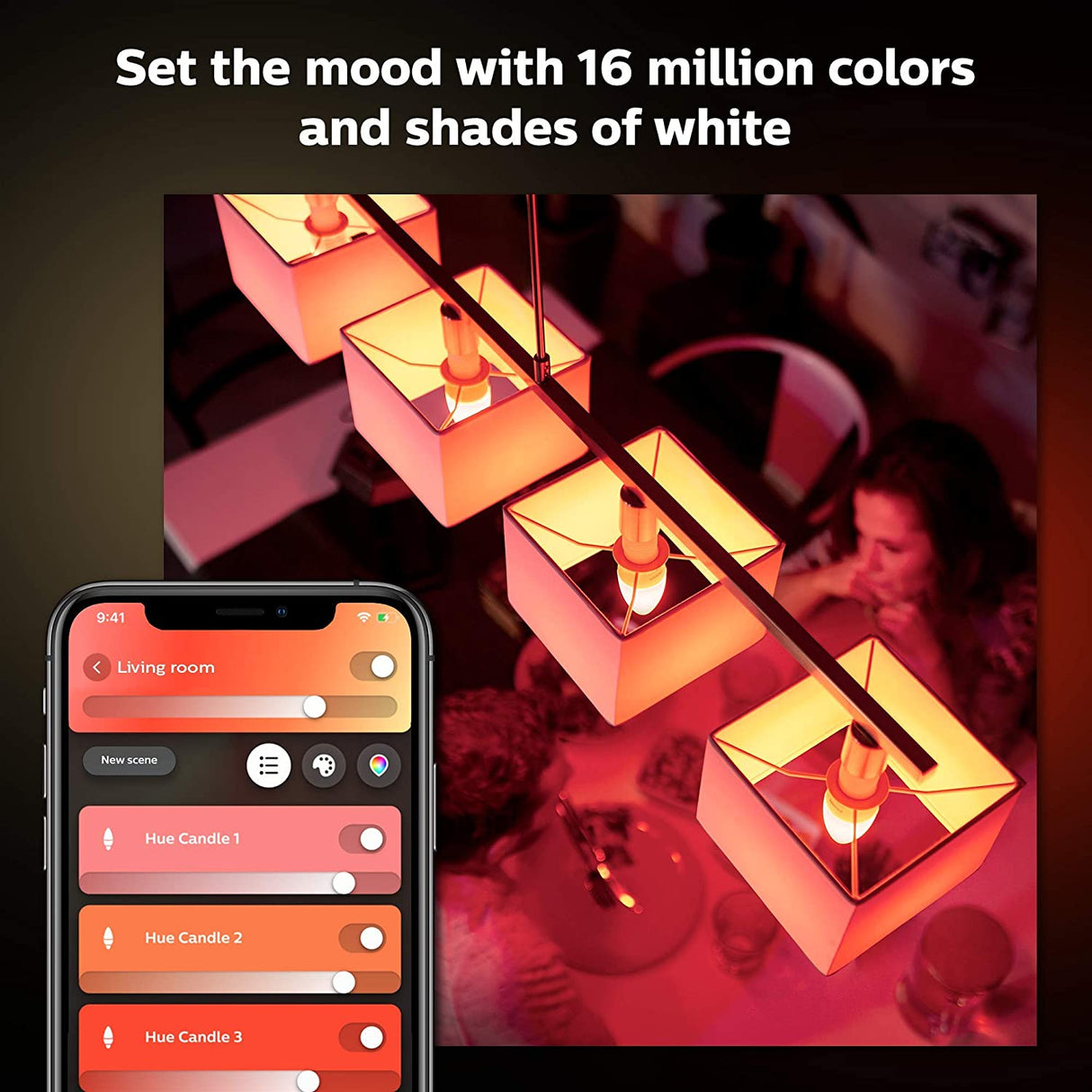 Philips Hue Twin Pack White and Colour Ambiance Candle LED Smart Bulb [E14 Edison Screw] with Bluetooth