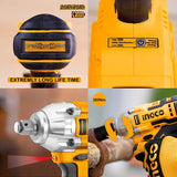 Ingco 20V Brushless Lithium-Ion Impact Wrench with 2 PCS 2.0Ah Batteries, Charger, 3pcs Sockets, 1/2 Inch, 300NM CIWLI20013
