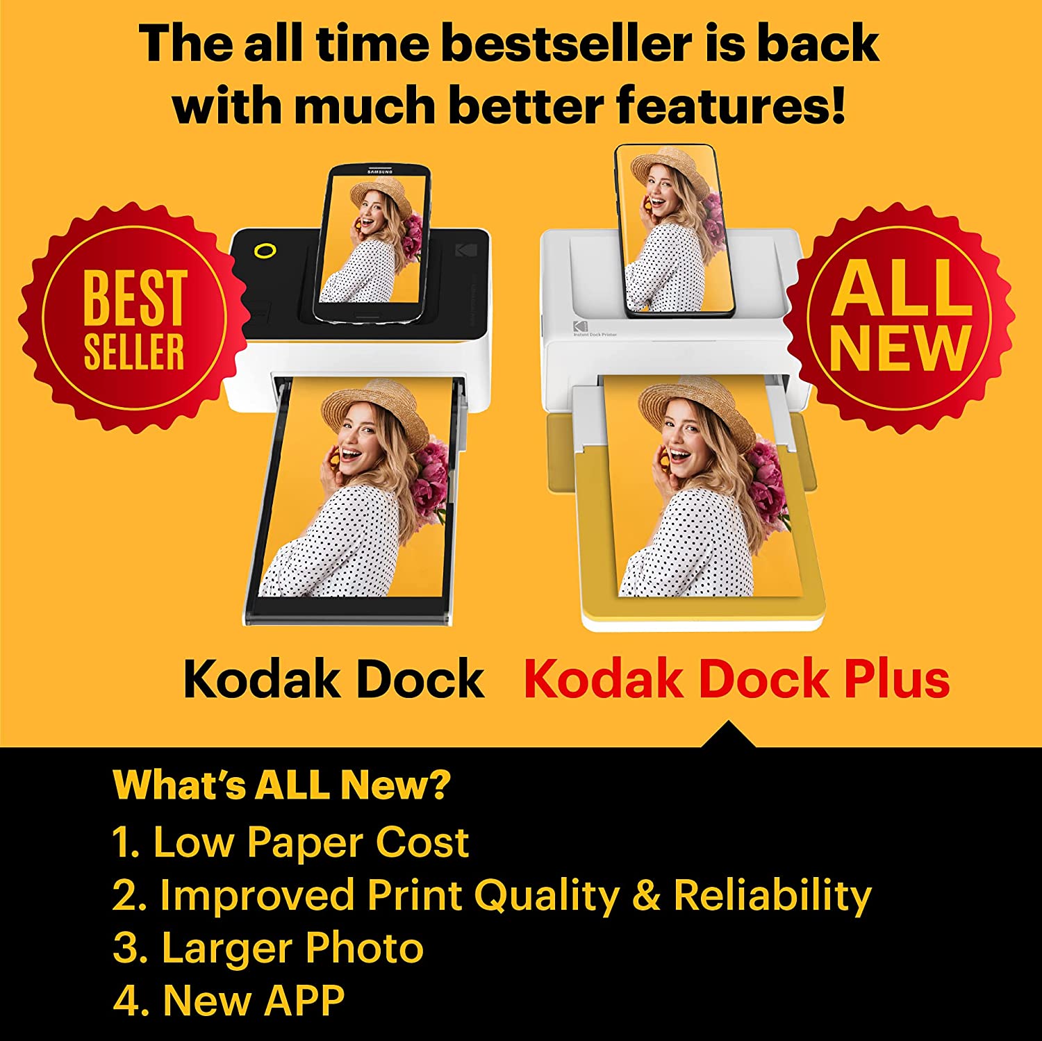 Kodak PD460 Dock Plus, 4x6" Instant Wireless Photo Printer, Compatible With All Bluetooth And Smartphone Devices, White