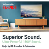 MAJORITY K2 Soundbar with Subwoofer | 150 WATT with 2.1 Surround Sound | HDMI ARC with multi-connection - White
