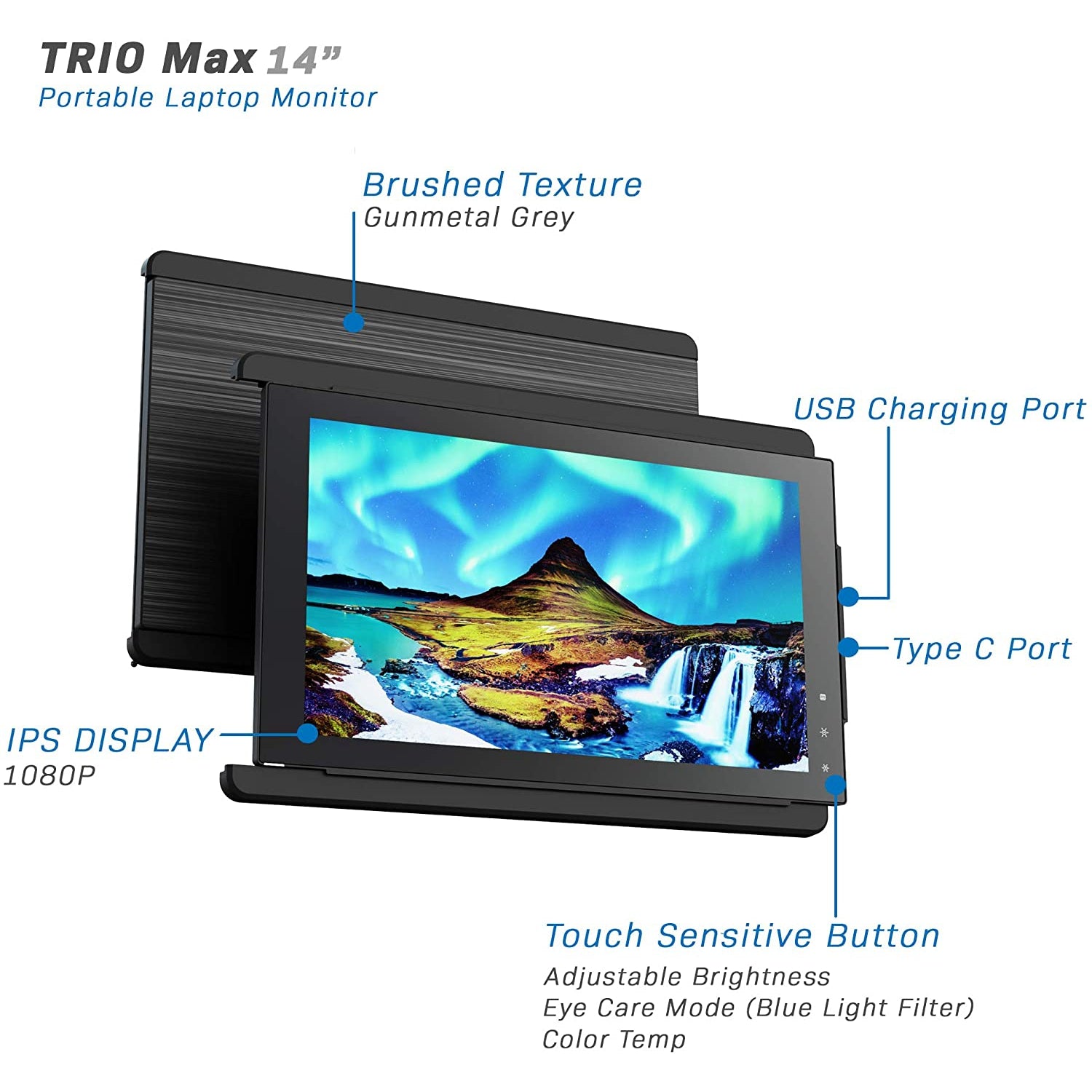 Mobile Pixels Trio Max Portable Monitor, 14'' Full HD IPS Dual Triple Monitor