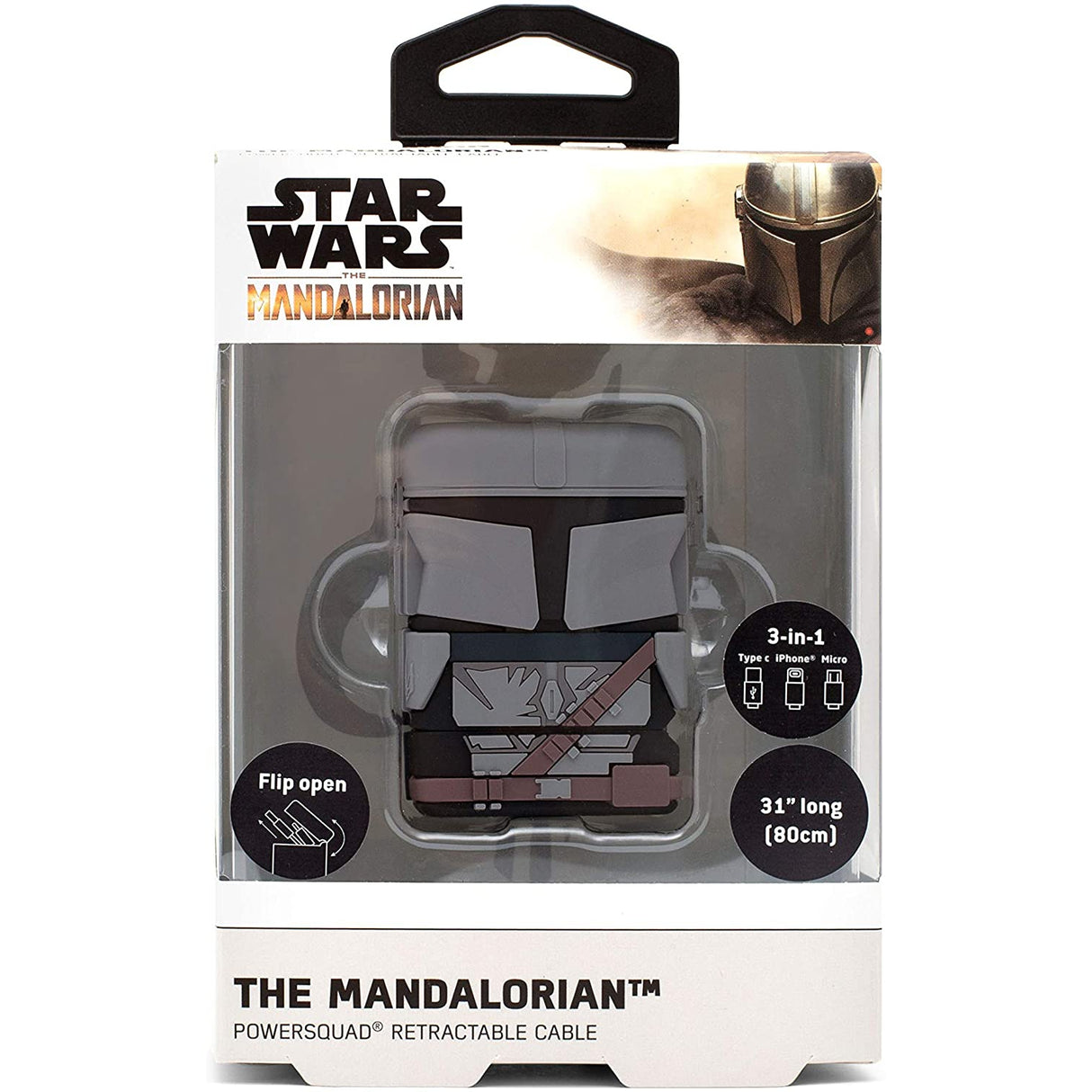 Disney The Mandalorian Star Wars USB 3 in 1 Flip Retractable Charger