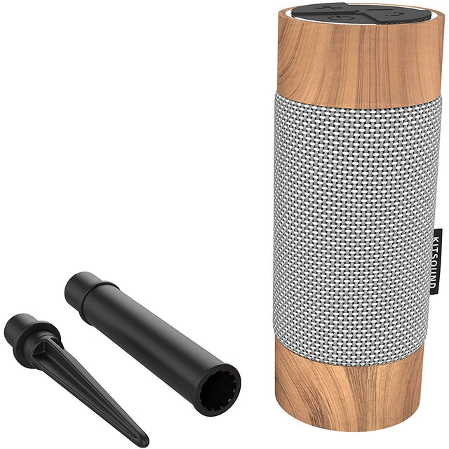 KitSound Diggit Outdoor Bluetooth Garden Speaker. Silver/Wood - Refurbished Excellent