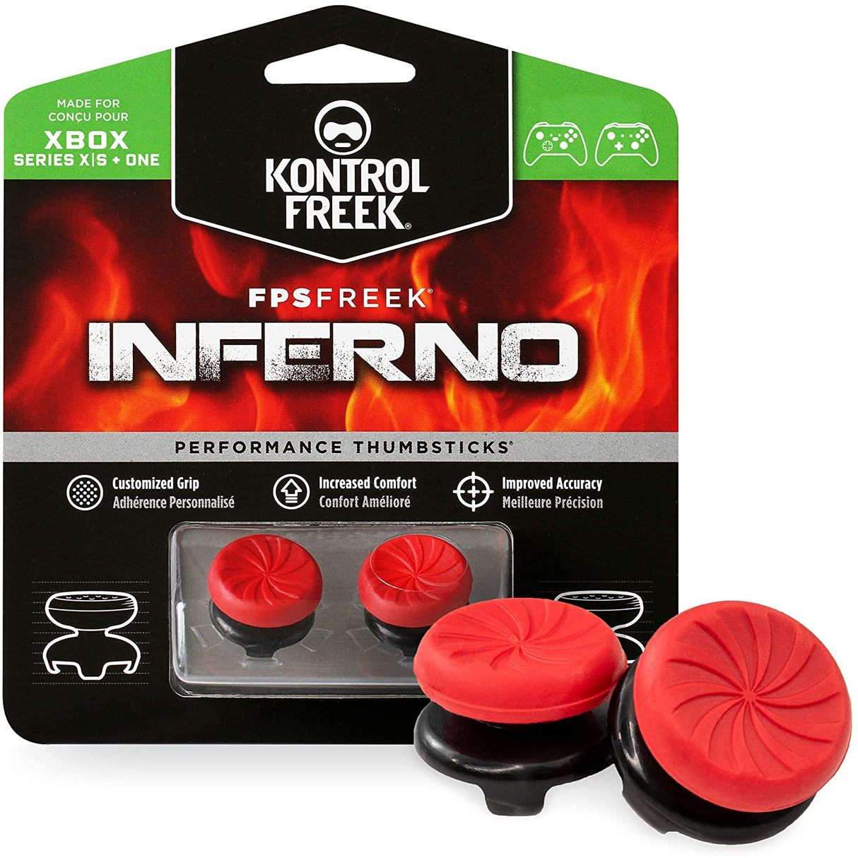 KontrolFreek FPS Freek Inferno Thumb Grips for Xbox - Red and Black