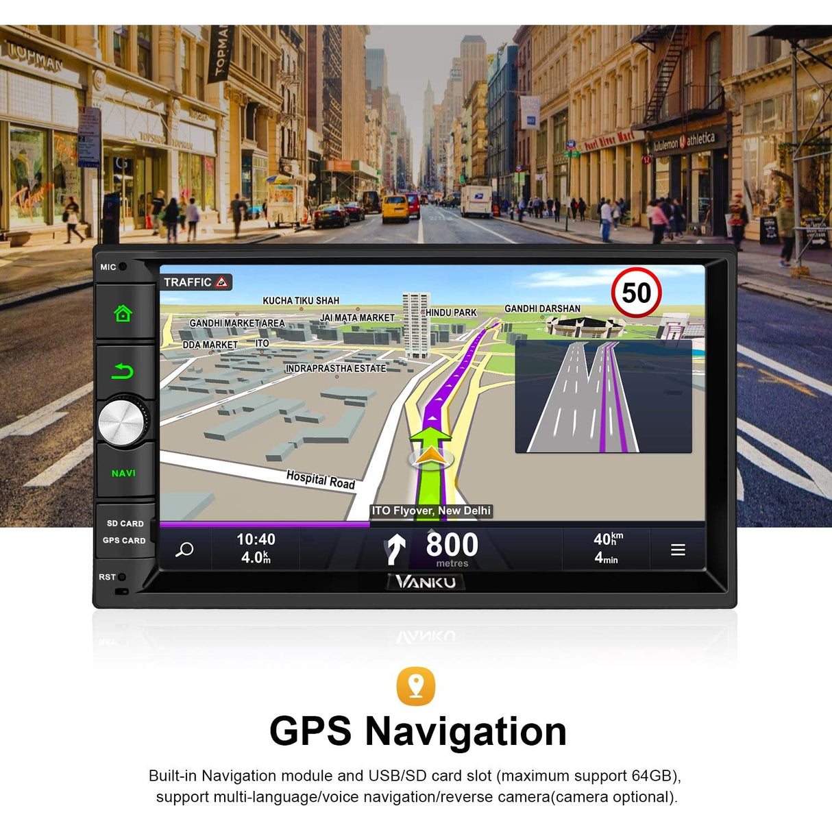 Vanku Android 10 Double Din Car Stereo, 4GB + 64 GB with Bluetooth 5.0 & 7" Touch Screen