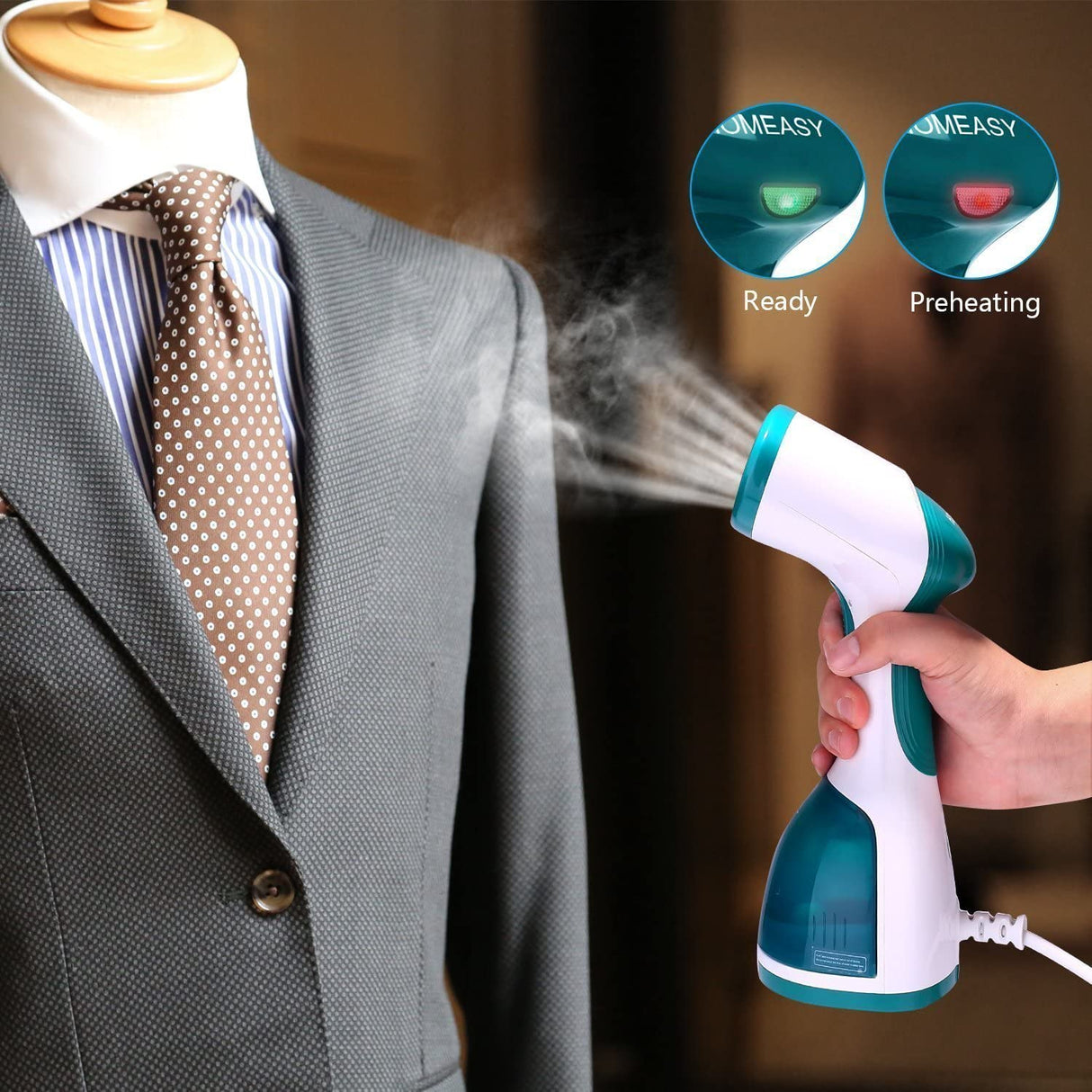 homeasy Clothes Steamer 5 in 1 Handheld Steam Iron - Green