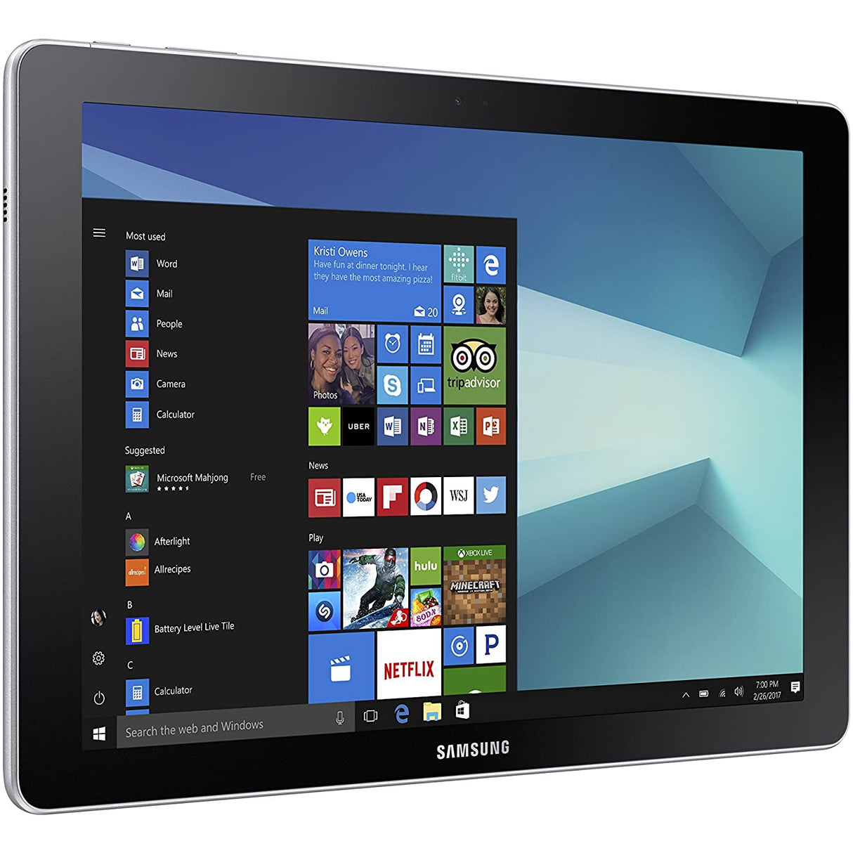 Samsung Galaxy Book 12'' Tablet, Intel Core i5-7200U, 4GB RAM, 128GB SSD, Silver (SM-W720)