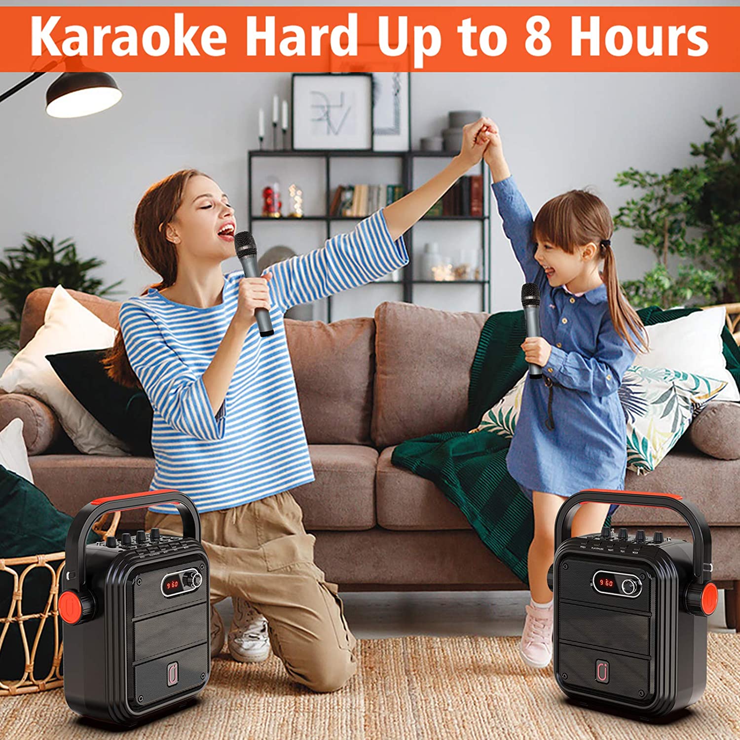 JYX-66BT Karaoke Machine with Two Wireless Microphones & Bluetooth Speaker