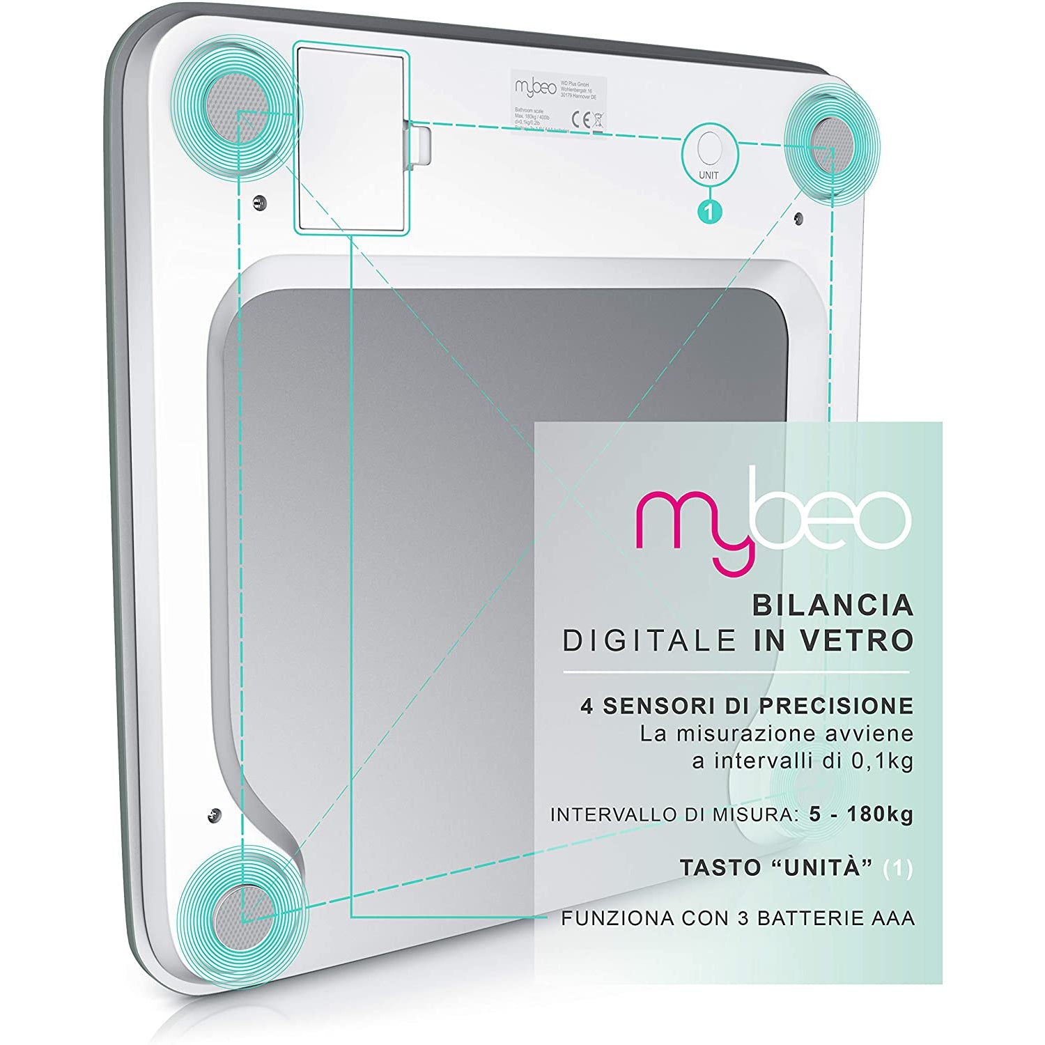 MyBeo Digital Bathroom Scales / Digital Scales Modern Design Glass LCD Display